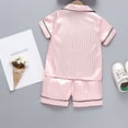 thumbnail image 4 of LEKWK Toddler Pajamas Short Sleeve Button Down Tops and Shorts Girls Comfy Lightweight 2 Piece Sleepwear Summer Fashion Casual Lounge Homewear, 4 of 4