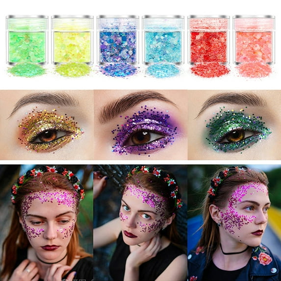 Kripyery 1 Box 10g Nail Art Sequin Ultra-Thin Creative Shape Vivid Color Wide Application Shiny Visual Effect DIY PET Luminous Glitter Sequins DIY Nail Art Decoration Nail Supplies