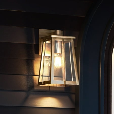 

Luxury Craftsman Outdoor Wall Sconce 13 H x 7 W with Modern Style Elements Uban Loft Design Antique Brass Finish and Seedy Glass UEX1025