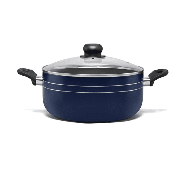 Cacerola Xtellar Azul De 28 Cm Con Antiadherente | Con Tapa De Vidrio Y asas Resistentes
