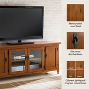 Leick Home 4-Door Mission Solid Wood TV Stand for 65 TVs, Entertainment Console with Storage, Russet