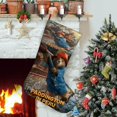 thumbnail image 1 of Paddington Tema: Calcetines de Navidad, fino lino blanco para colgar en escaleras y chimenea, decoración navideña para el hogar, regalo de Navidad. 54cm × 38cm, 1 of 5
