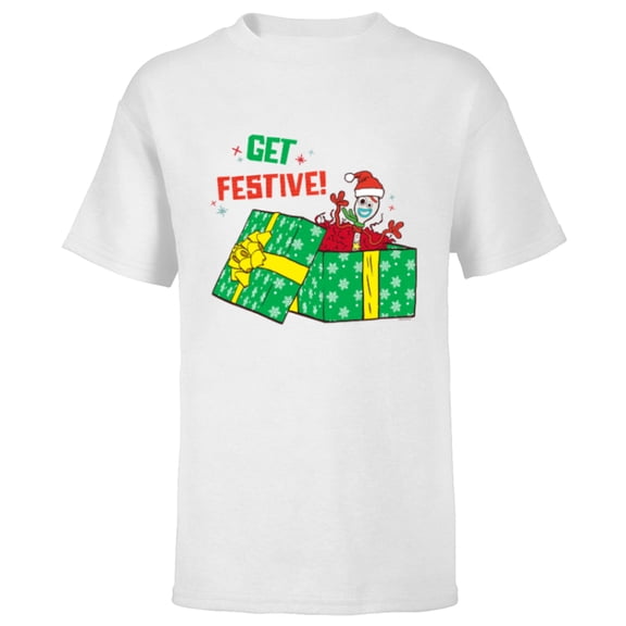 Disney PIXAR Toy Story Forky Get Festive! Holiday Gift - Short Sleeve T-Shirt for Kids - Customized-White