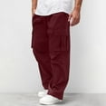 thumbnail image 2 of Fgnfyis Cargo Trousers Men's Trousers Summer Cargo Trousers Baggy Work Trousers Men Lightweight Summer Trousers Comfortable Leisure Trousers with Elastic Band Leisure Plain Pants Men Pants Red L, 2 of 9