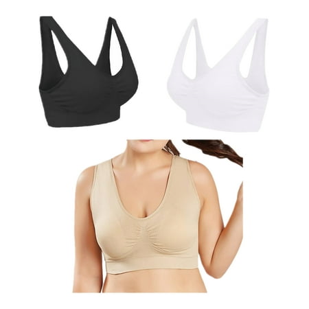 

Orqqct Women 3PCS Seamless High Stretch Padded Wirefree Sports Bra