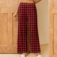 thumbnail image 2 of LIaqionyy Women Pajamas Pants Plaid Wide Leg Baggy Elastic Waist Sleepwear Pjs Bottoms Lounge Pant, 2 of 7