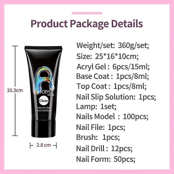 Nail Gel Kit Gel Builder Nail Kit with UV Lamp Nail Extension Gels Nail Tips Starter Set
