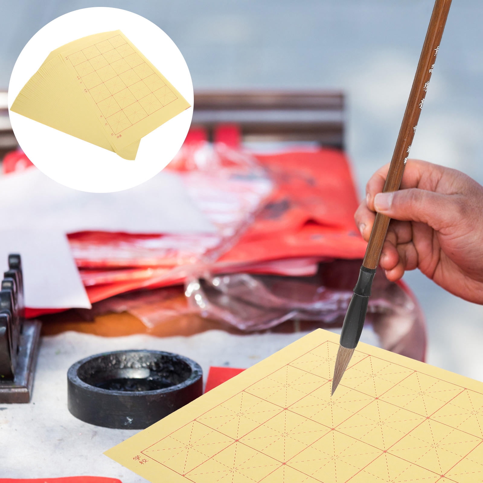 NUOLUX Chinese Writing Grid Sheet Xuan Paper Yellow 150 Sheets