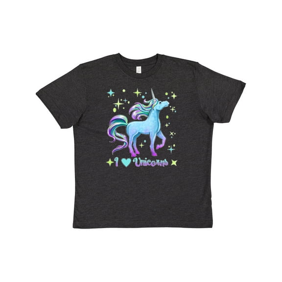 Inktastic I Love Unicorns- blue and purple Youth T-Shirt