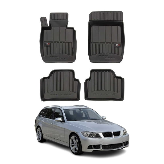 OMAC Premium Floor Mats for for BMW 3 Series E91 Wagon 2005-2012 TPE Black 4x
