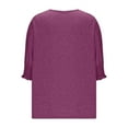 thumbnail image 5 of Feancey Women Half Sleeve Tops V Neck Casual Business Work Blouse Loose Fit Dressy Smocked Cuffs Tunic Shirt Fall Fashion Clothes Purple XL, 5 of 6