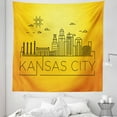 thumbnail image 1 of Kansas City Tapestry, Minimal Kansas Missouri Linear City Skyline with Typographic Design, Fabric Wall Hanging Decor for Bedroom Living Room Dorm, 5 Sizes, Orange Yellow Black, by Ambesonne, 1 of 1