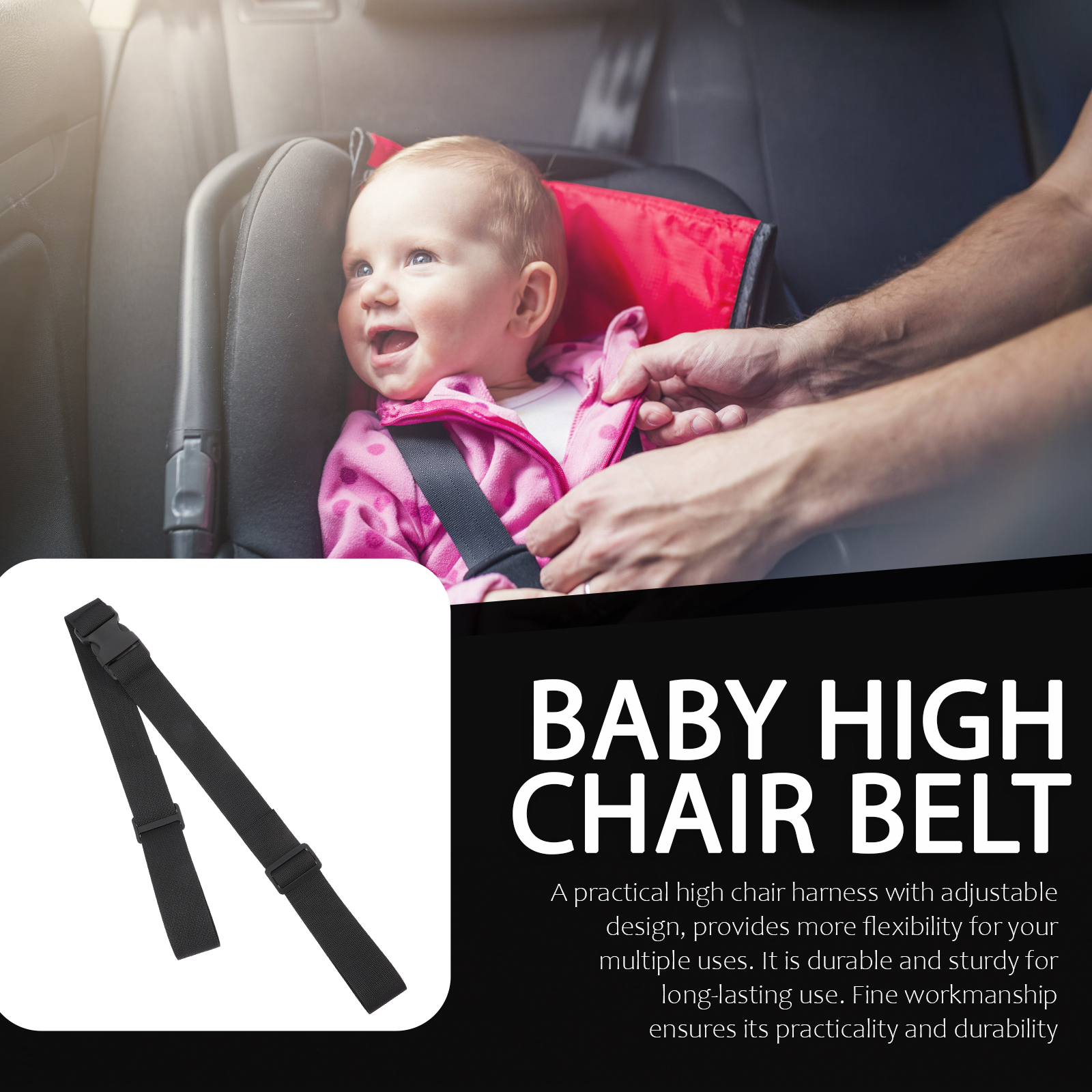 3 Pcs Girdle Toddler Airplane Travel Essentials Baby Chair Harness Belt Baby Chair Belt Baby Chair Strap Toddler Baby, Size: 82.00X3.80X1.00CM, Black