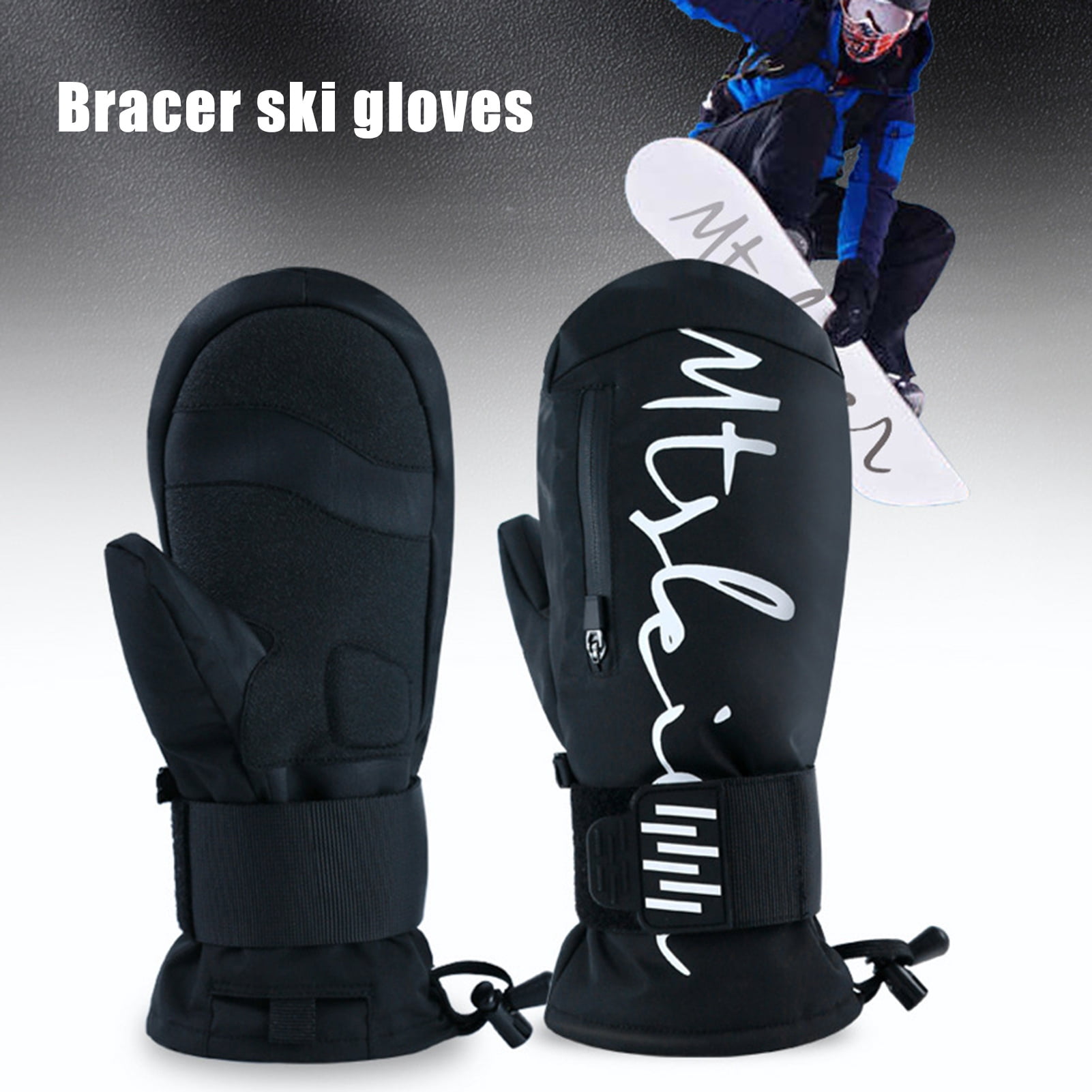 Eoperou Ski Gloves with Built-in Wrist Guards: EVA Shock Absorber Winter Gloves Waterproof Snowboard Gloves