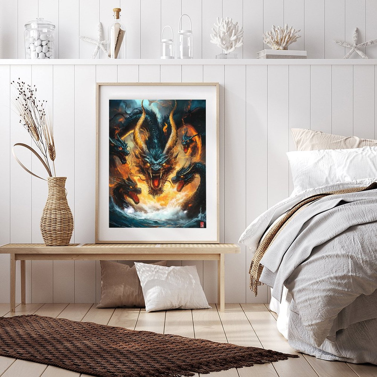 Diamond Art Kits for Adults - 5d Fierce Mythical Multi Headed Dragon Diamond Painting for Adults, Diamond Art for Adults Beginners, Diamond Painting Kits for Adults for Home Wall Decor