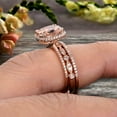 thumbnail image 3 of Art Deco 3.05 Carat 7mm Cushion Cut Morganite Wedding Ring Set On 10k Rose Gold Engagement Ring Matching Wedding Band Imaginative Gift, 3 of 4