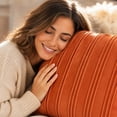 thumbnail image 6 of DefiDgd Velvet Throw Pillow Cover,Minimalist Striped Textured Square Cushion Case,Soft Decorative Pillow Slip for Sofa Couch Bed Living Room Bedroom Farmhouse Home Decoration(Orange), 6 of 7