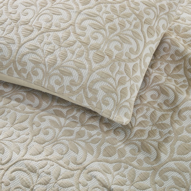 Superior Vineyard Cotton Blend Matelasse Coverlet, Throw, Beige