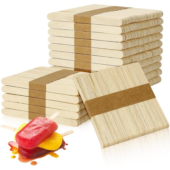 500 Pcs Wooden Craft Sticks, 4.5 Inch Natural Wood Popsicle Sticks for DIY Crafts, Ice Cream, Tongue Depressors, Ice Pop