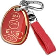 thumbnail image 1 of for Chevy Key Fob Cover with KeyChain Soft TPU Gold Trim Protection Case Compatible with 2007-2014 Chevrolet Tahoe Suburban GMC Yukon Traverse Cadillac Escalade 5 Button（Red） 5 Button Red, 1 of 5