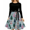 thumbnail image 5 of Christmas Dresses for Women Women's Fashionable And Elegant Autmn And Winter Long-sleeved Round Neck Christmas Print Dress for Holiday Party,Sky Blue,2XL, 5 of 5