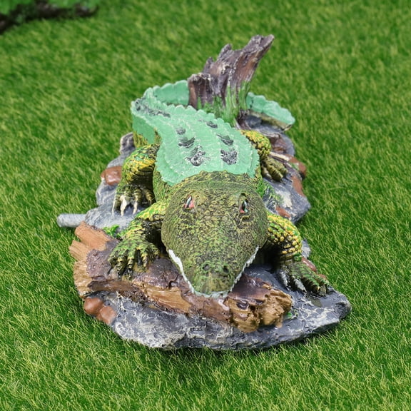 USHOBE Fish Tank Ornaments Simulated Pneumatic Crocodile 1Pcs Multi Resin Aquarium Accessories