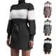 thumbnail image 1 of Knit Dress Short Knit Dress Stitching High Neck Fashionable Long Sleeve Stylish for Dating ANGGREK Otros, 1 of 6