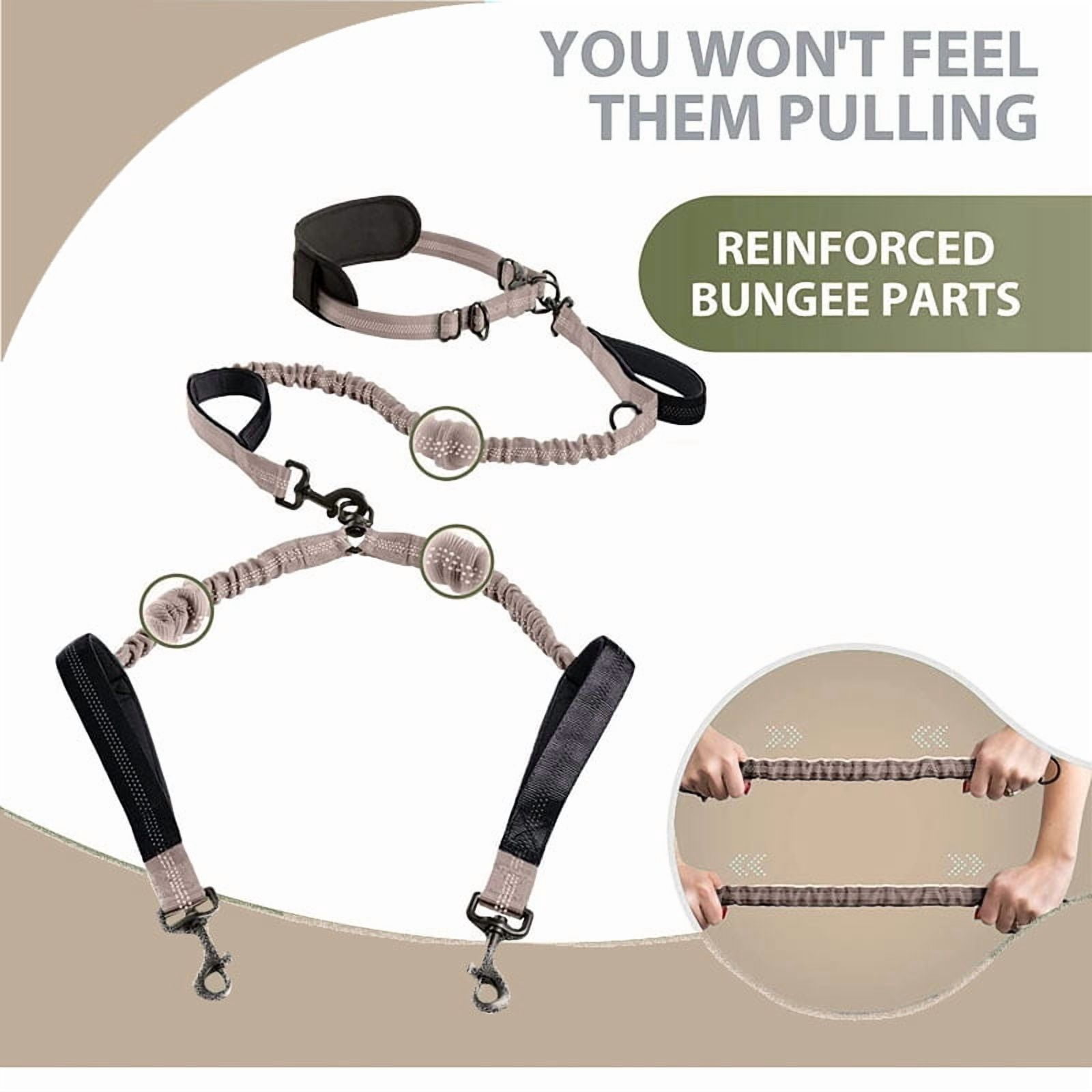 OHDufiry Pets Hands Free Double Dog Leash – Dual Leash for Medium and Large Breeds – Lead for 2 Dogs with Padded Handles, Reflective Stitches, No Pull, Tangle Free