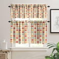 thumbnail image 3 of Mid Century Vintage Valances Set for Kitchen, Colorful Medieval Retro Abstract Geometric Blocks Home Decor Rod Pocket Window Drapes for Living Room Dining Room Office 52x18 Inch + 27x24 Inch X 2, 3 of 5