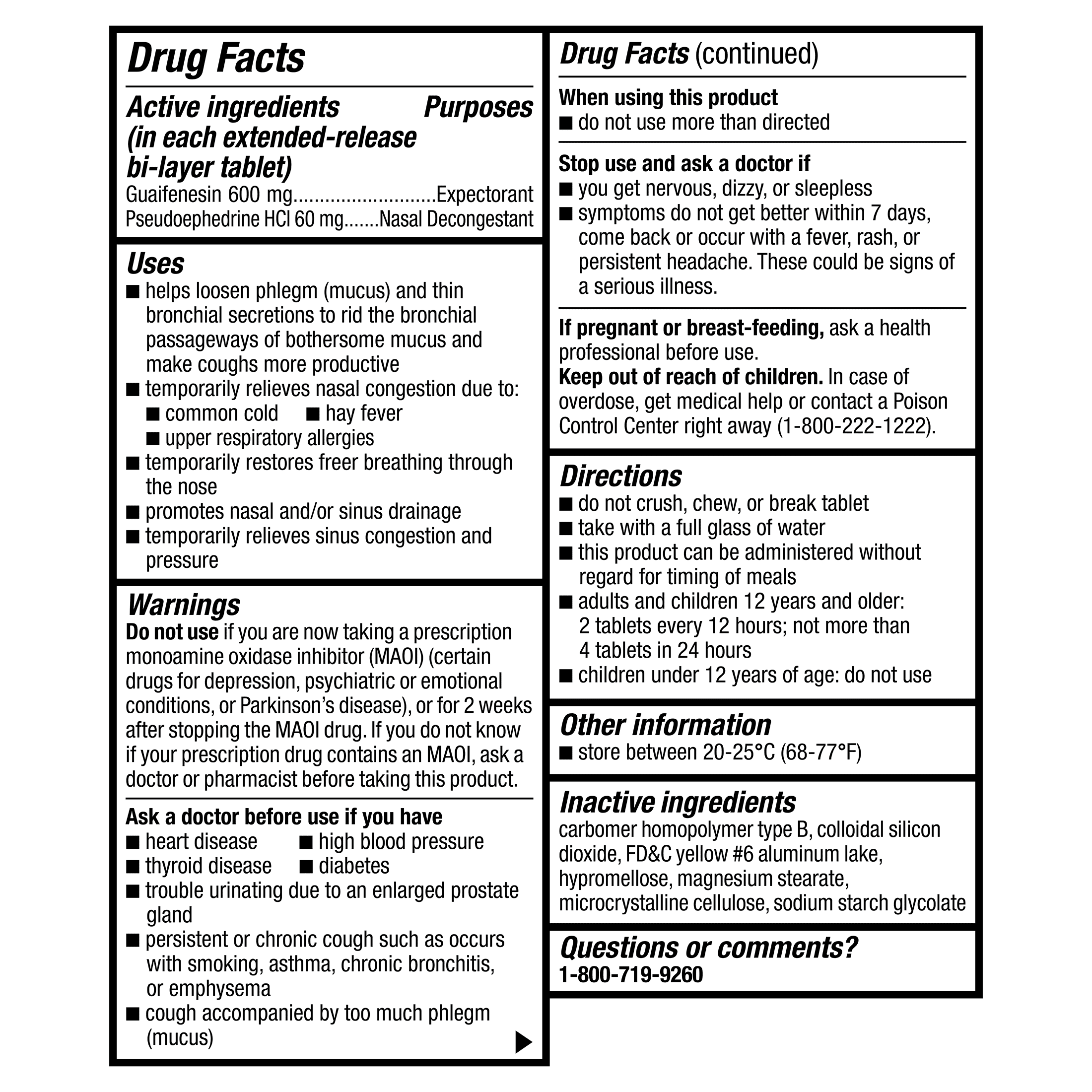 Equate 12 Hour Mucus‑D Guaifenesin and Pseudoephedrine Extended‑Release Tablets, 600 mg/60 mg, 36 Count