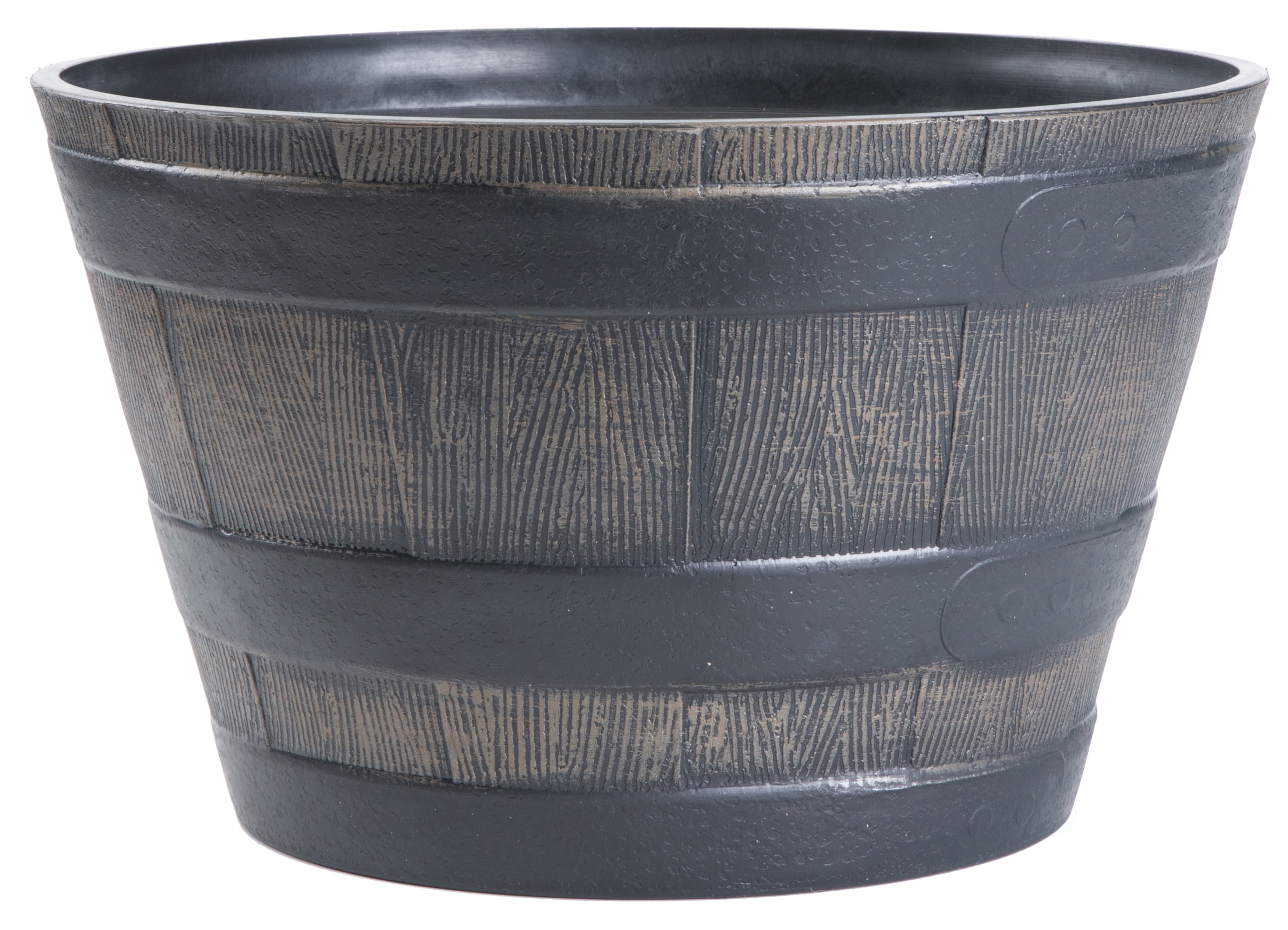 Gardenised 4-Piece Round Half Barrel Flower Pots Rustic Farmhouse Style Faux Wood Planter Containers for Indoor & Outdoor Use Perfect for Displaying Decorative Garden Florals Herbs & Succulents