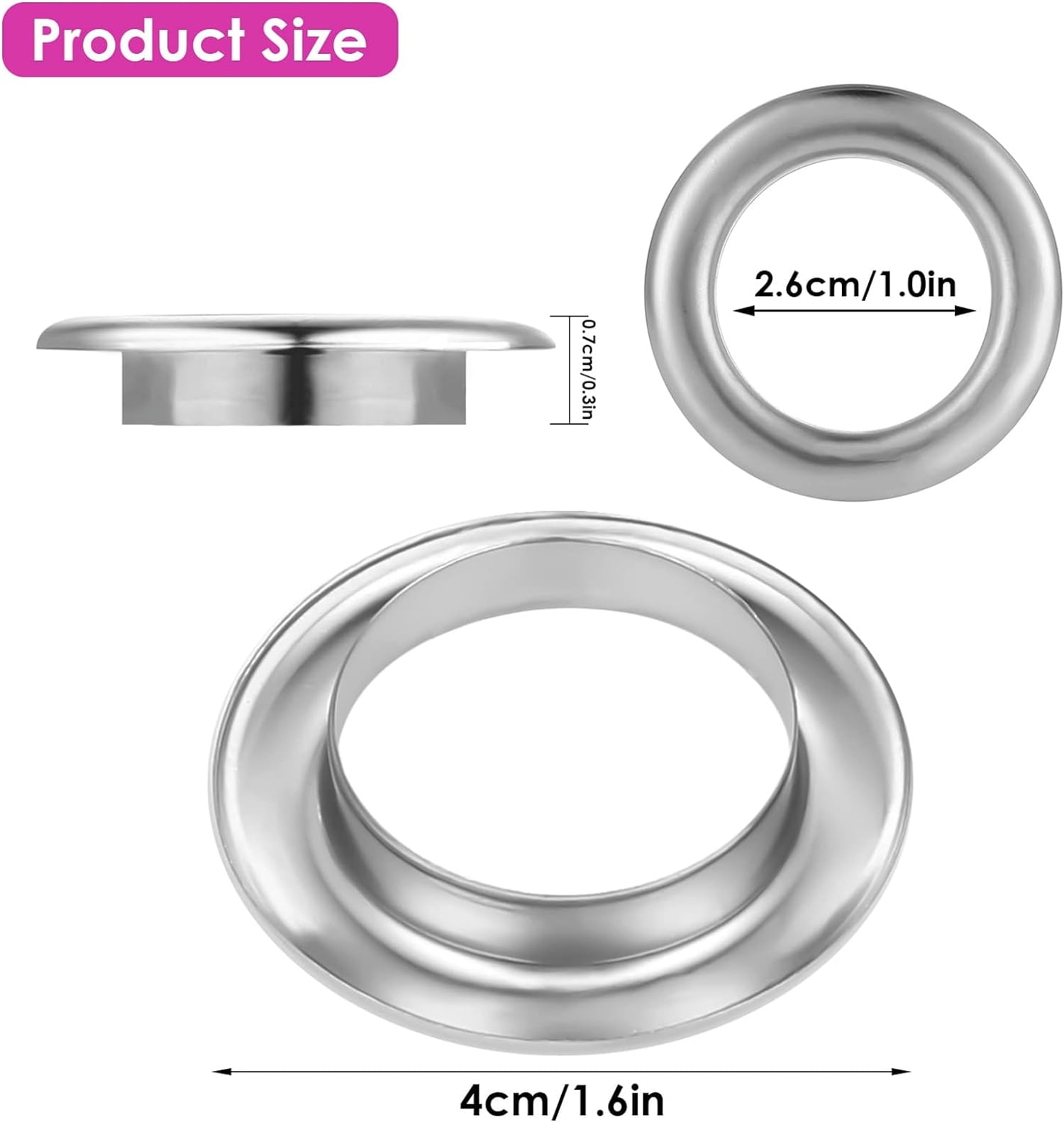 Happon 1 inch 50 Sets Grommets Hole,Metal Grommets Eyelets Grommet Kit, Metal Eyelets Kits Grommets Eyelets for Repairing Canvas, Leather, Curtains