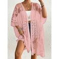 thumbnail image 5 of Hirigin Store Womens Bathing Suit Cover Up 3/4 Sleeve Sheer Mesh Bikini Cover-Up Long Floral Beach Lace Kimono Summer Cardigan, 5 of 7