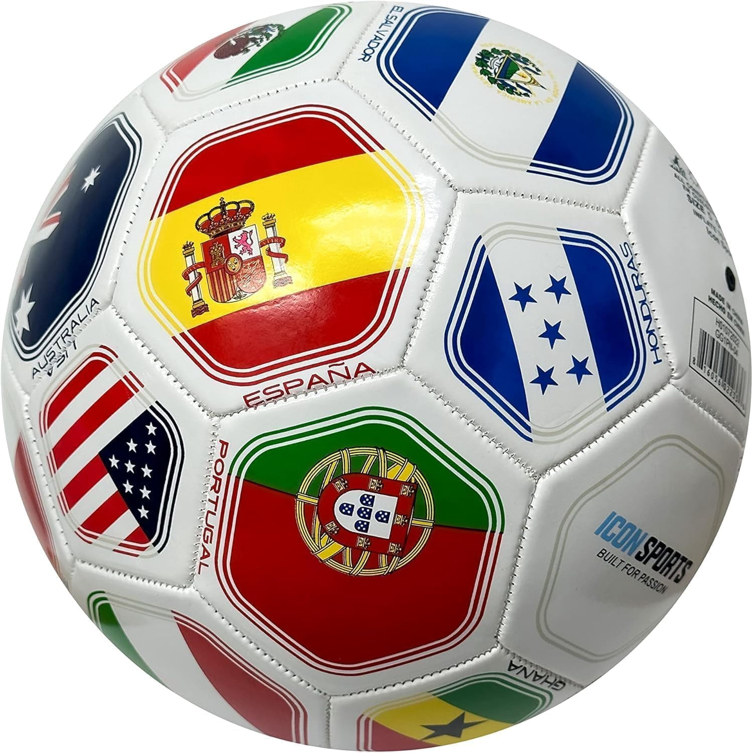 Country Flags Soccer Ball Size 5, World Club National Teams, Flag Soccer Ball - White