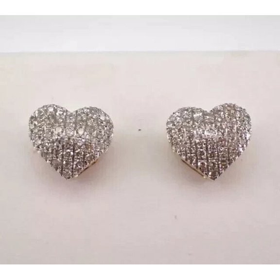 1Ct Round Cut Lab Created Diamond Heart Stud Earrings 14K Yellow Gold Plated