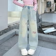 thumbnail image 6 of breaise Big Girls Wide Leg Jeans Cute Embroidery Denim Pants Vintage Loose Fit Baggy Casual Straight Leg Pants with Pockets, 6 of 6