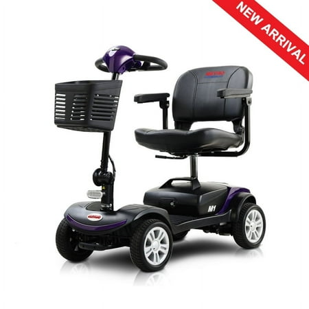 ZCOER 4 Wheels Compact Travel Mobility Scooter With 300W Motor for Adult 300lbs, Dark Purple