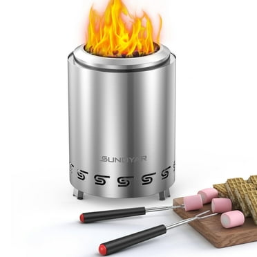 SUNOYAR 9.6 inch Tabletop Fire Pit, Smokeless Firepit with Removable Ash Pan, 304 Stainless for Patio and Outdoor