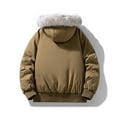 thumbnail image 5 of Mrmaere Men's Hooded Puffer Jacket Faux Warm Stylish Outerwear for Daily & Leisure Wear Brown XL, 5 of 9