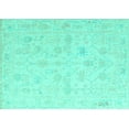 thumbnail image 1 of Ahgly Company Machine Washable Indoor Rectangle Oriental Turquoise Blue Traditional Area Rugs, 7' x 9', 1 of 4
