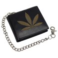 thumbnail image 2 of Marshal Wallet Genuine Leather RFID Bifold Chain Logo UnisexWallet, Marijuana, 2 of 23