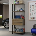 thumbnail image 2 of Madesa Garage Storage Rack with 2 Drawers and Open Shelves 27"L Multiuse Organization Cabinet for Tools - Black/Brown, 2 of 9