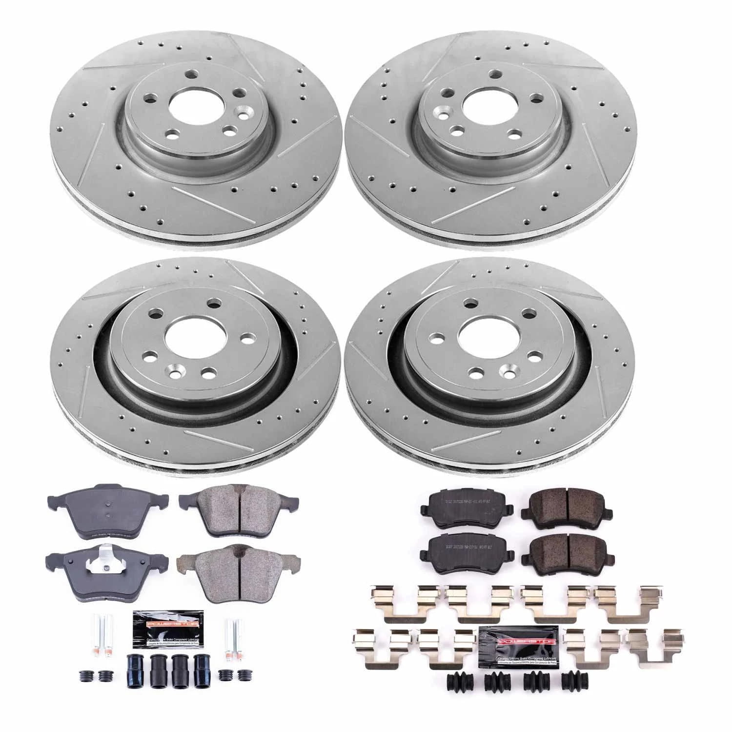 PowerStop Front and Rear Z23 Evolution Sport Carbon-Fiber Ceramic Brake Pad and Drilled & Slotted Rotor Kit Fits: VOLVO Select Models K4118