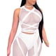 thumbnail image 5 of Sunloudy - Conjunto de 2 piezas de verano para mujer, de malla transparente, sin mangas, con tirantes y pantalones de cintura alta Sunloudy moda, 5 of 9