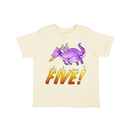 

Inktastic 5 Fifth Birthday Purple Dragon Breathing Fire Gift Toddler Boy or Toddler Girl T-Shirt