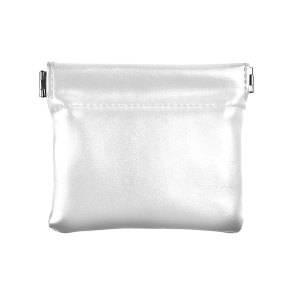 JIALIOU Leather Coin Purse Pouch No Zipper Small White Makeup Bag for Women Men Cosmetics Jewelry 4.3x3.7 inch