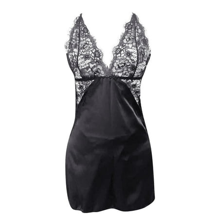 

Aayomet Sexy Lingerie Womens Sexy Lingerie Pajamas Lace Mesh Nightdress Suspender Skirt Black L