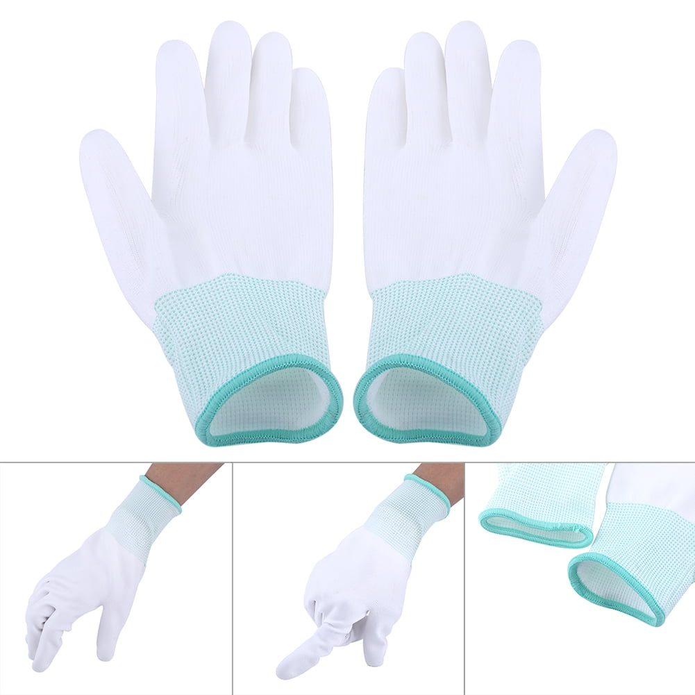20 Pairs White PU Fingertip ESD Coated Anti-static Antiskid Gloves Non-slip PC