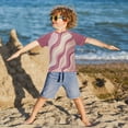 thumbnail image 3 of FORMRS Boys Rash Guard with Short Sleeves UPF 50+ Swim Shirts Sizes 3-12T, Pink Brown Pattern, 3 of 6
