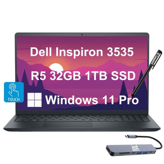 Dell Inspiron 15 15.6" Business Laptop (FHD Touchscreen, AMD Ryzen 5 7530U, 32GB RAM, 1TB SSD, (6-Core Beat i7-1165G7)) Numeric Keypad, Webcam, IST HUB & Pen, Inspiron 3000 3535, Win 11 Pro, Black